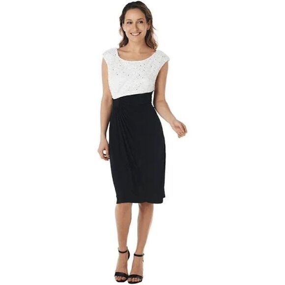 Connected Apparel Sleeveless Color Block Sequin Lace Dress Plus Size 24W - Picture 1 of 6
